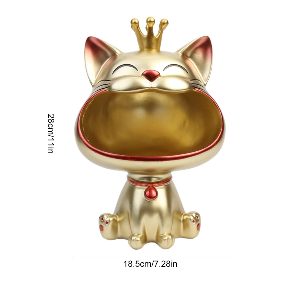 High Quality Resin Cute Cat Statue Key Holder Bowl for Organizing Keys Candy Snacks Home and Office Decor