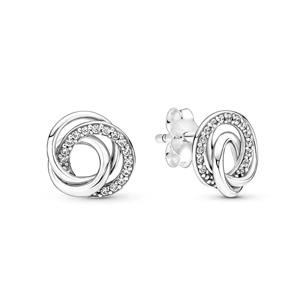 Heart Shape&Timeless Pavé Single-row Hoop Earrings Fashion Fine Jewelry Birthday Gifts 925 Sterling Silver For Women