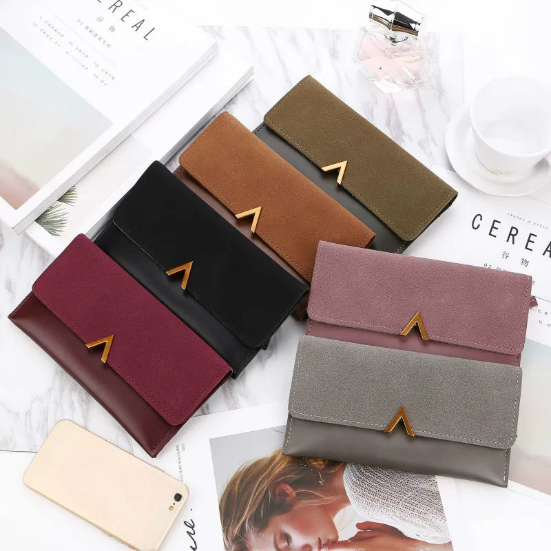 High Quality Soft PU Leather Long Wallet / Zipper&Fold Hasp Envelope Purse ID Card Holder Bag For Women