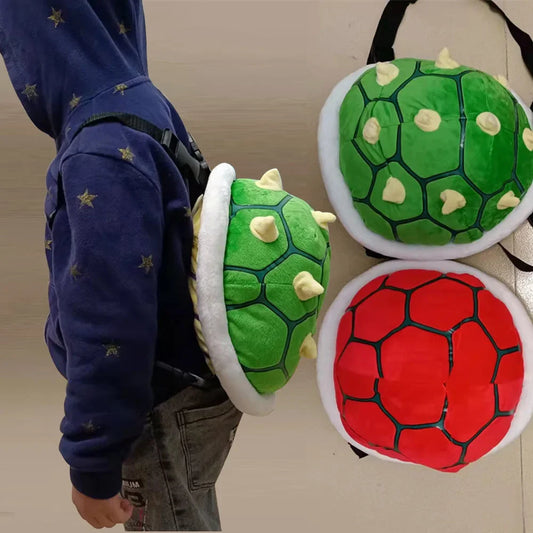 30cm Super Turtle Bowserr School Bag Tortoise Shell Green Plush Backpack Kawaii Gift Toys For Children