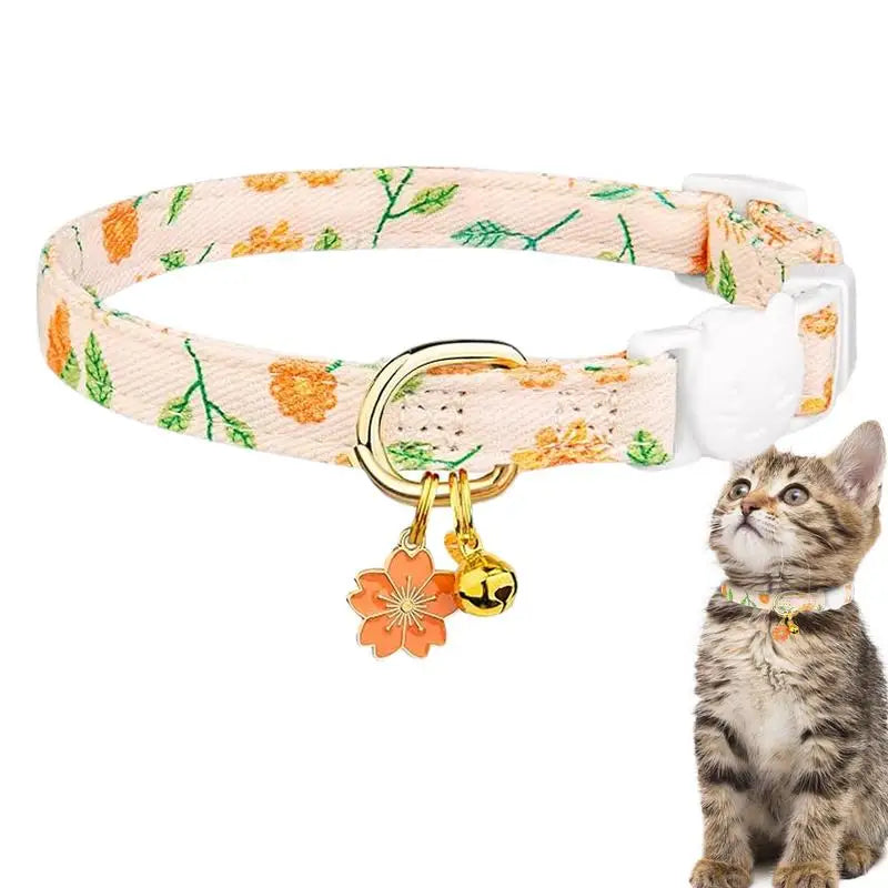 Breakaway Collar Cute Flower Pendant Break Away Collar Adjustable Breakaway Collar Small Boy Cat Collars Outdoor Pet Collar