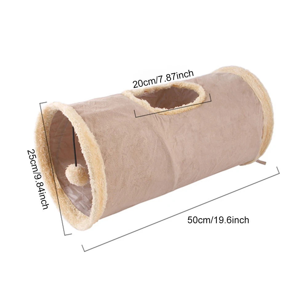 Foldable Cat Tunnel Tube Toy Collapsible Plush Channel Pet Indoor Sports Hiding Training Interactive Game Cat Supplies