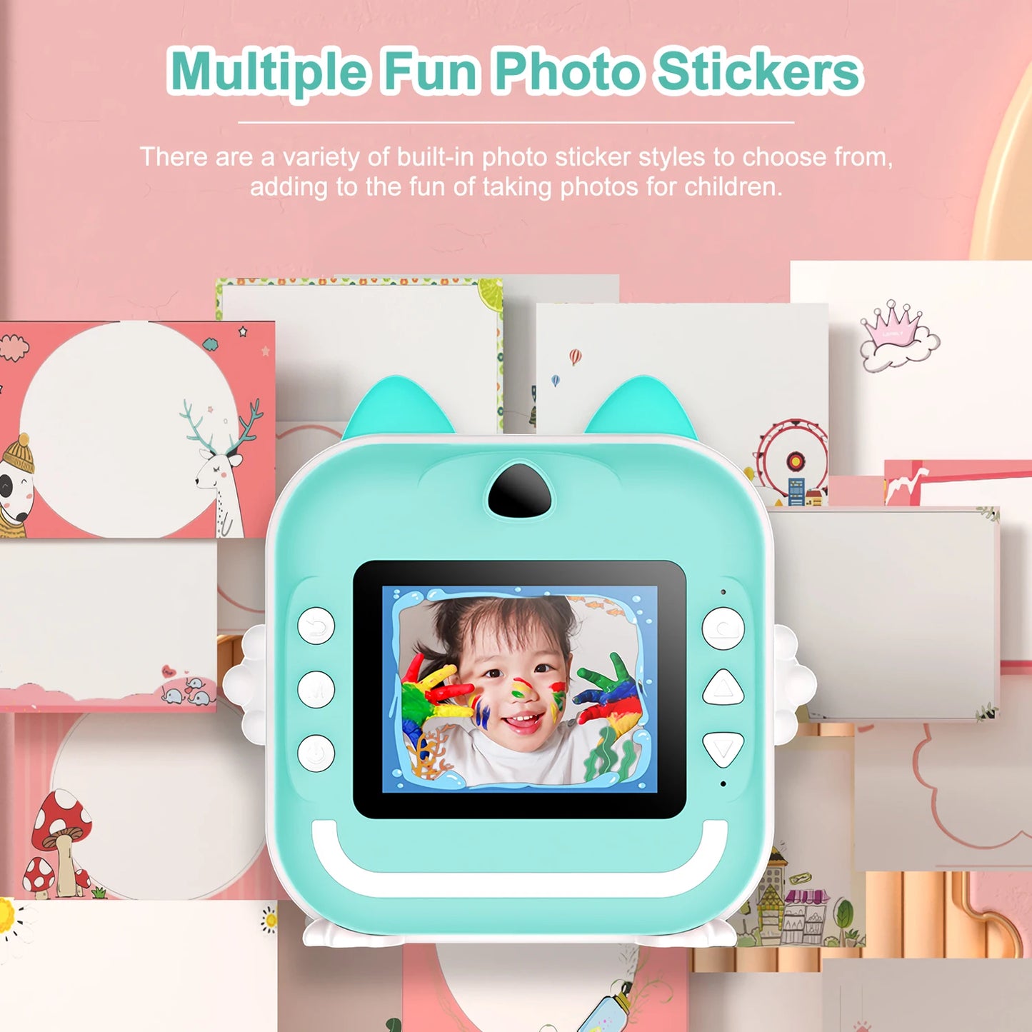 Children HD Digital Camera Instant Print Photo Label Thermal Printing Photograph Video Print Camera Toys With 32G Memory Card