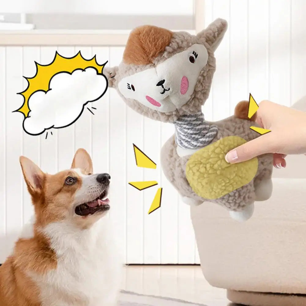 Dog Toys Stuffed Alpaca Chew Squeaking Pet Toy Cute Plush Puzzle Interactive Toy For Dog Cat Chew Squeaky Pet Molar Toy