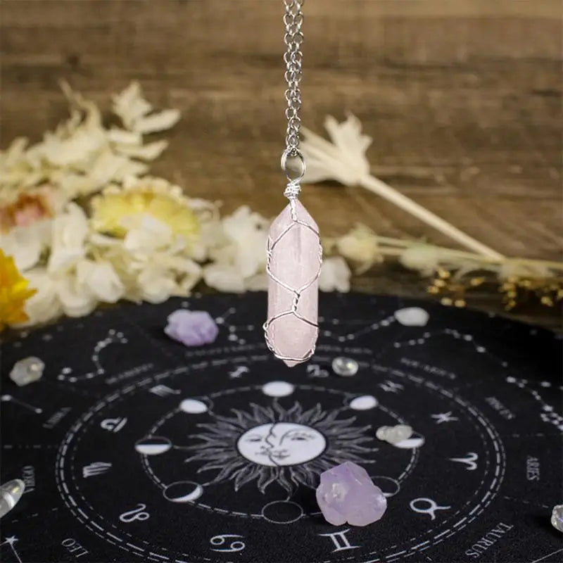 Rough Crystal Necklace Hexagonal Shaped Pendant Necklace For Men And Women Crystals For Jewelry Making Stone Necklaces