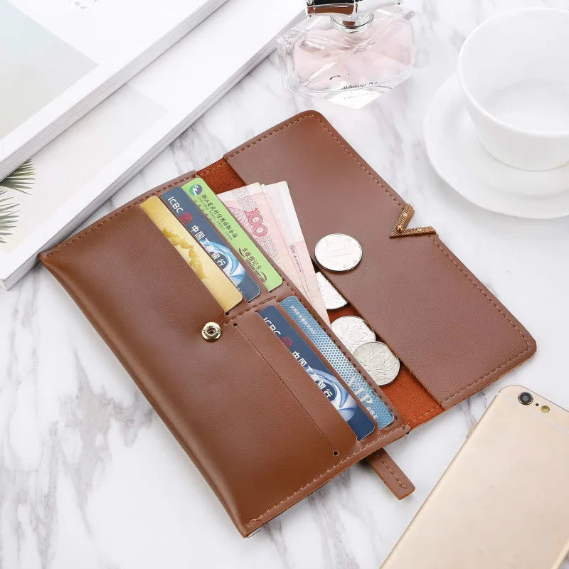 High Quality Soft PU Leather Long Wallet / Zipper&Fold Hasp Envelope Purse ID Card Holder Bag For Women