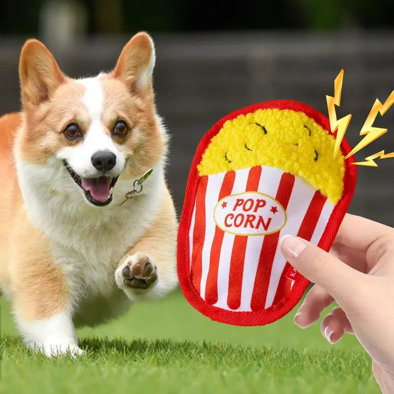 Hamburger Dog Toy Simulation French Fries Soft Plush Molar Toys With Sound Food Design Pet Teeth Hamburger Chew Novelty Toy Bite