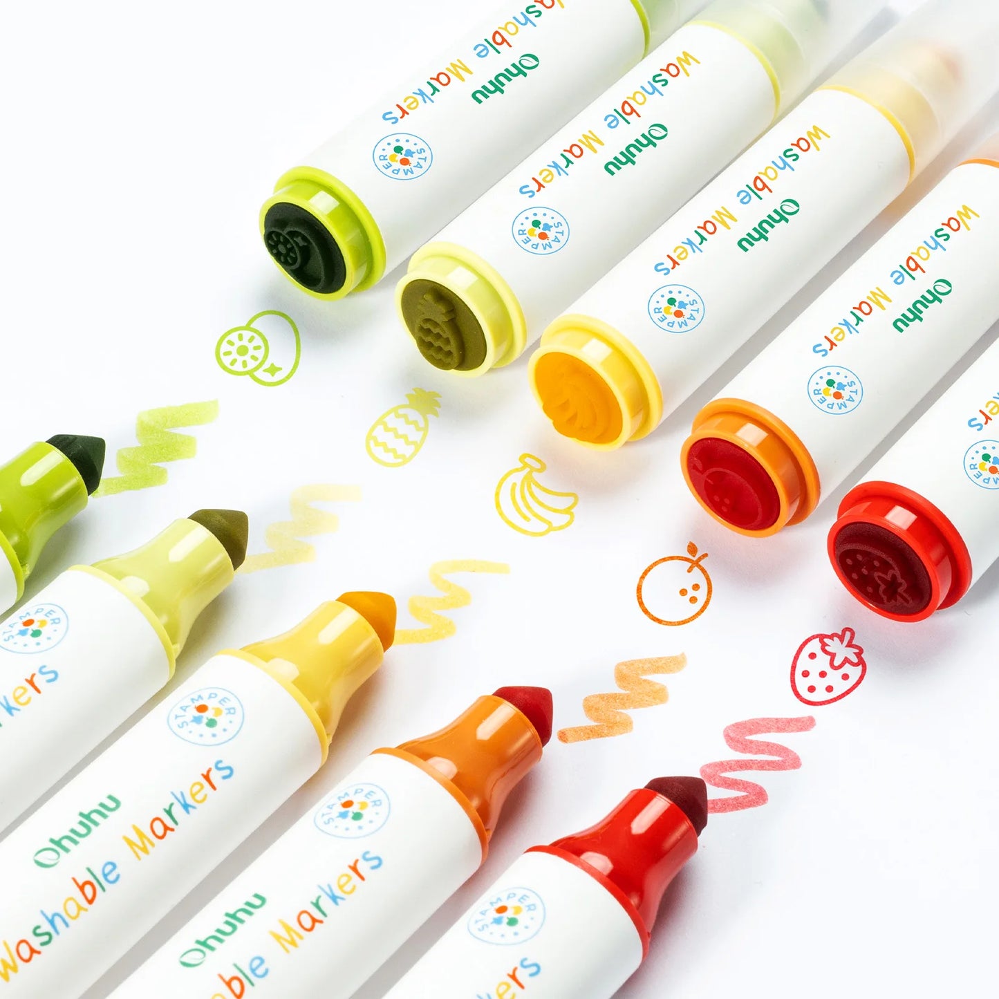 Ohuhu Washable Markers for Kids 12Pcs Stamper Markers Water-based Dual Tips Kids Markers Coloring Markers Art School Supplies