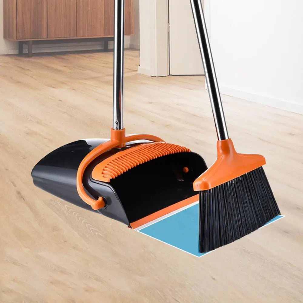 Broom And Dustpan Combo Folding Upright Broom And Dust Pan Indoor Cleaning Tool For Apartment Household Kitchen