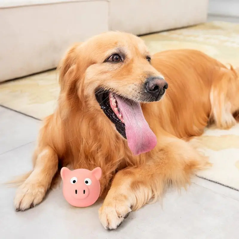 Squeaky Dog Toys Grunting Pig Dog Toy Squeaker Puppy Chew Small Pacifier Pig Model Ball Toy Cute Funny Latex Balls Tongue Squeak