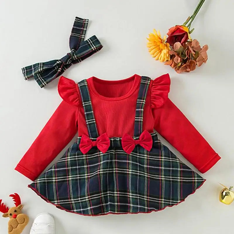 Overall Dress For Girls Christmas Plaid Kids Dress Cute Children Clothing Cotton Girls Clothes For Cold Weather