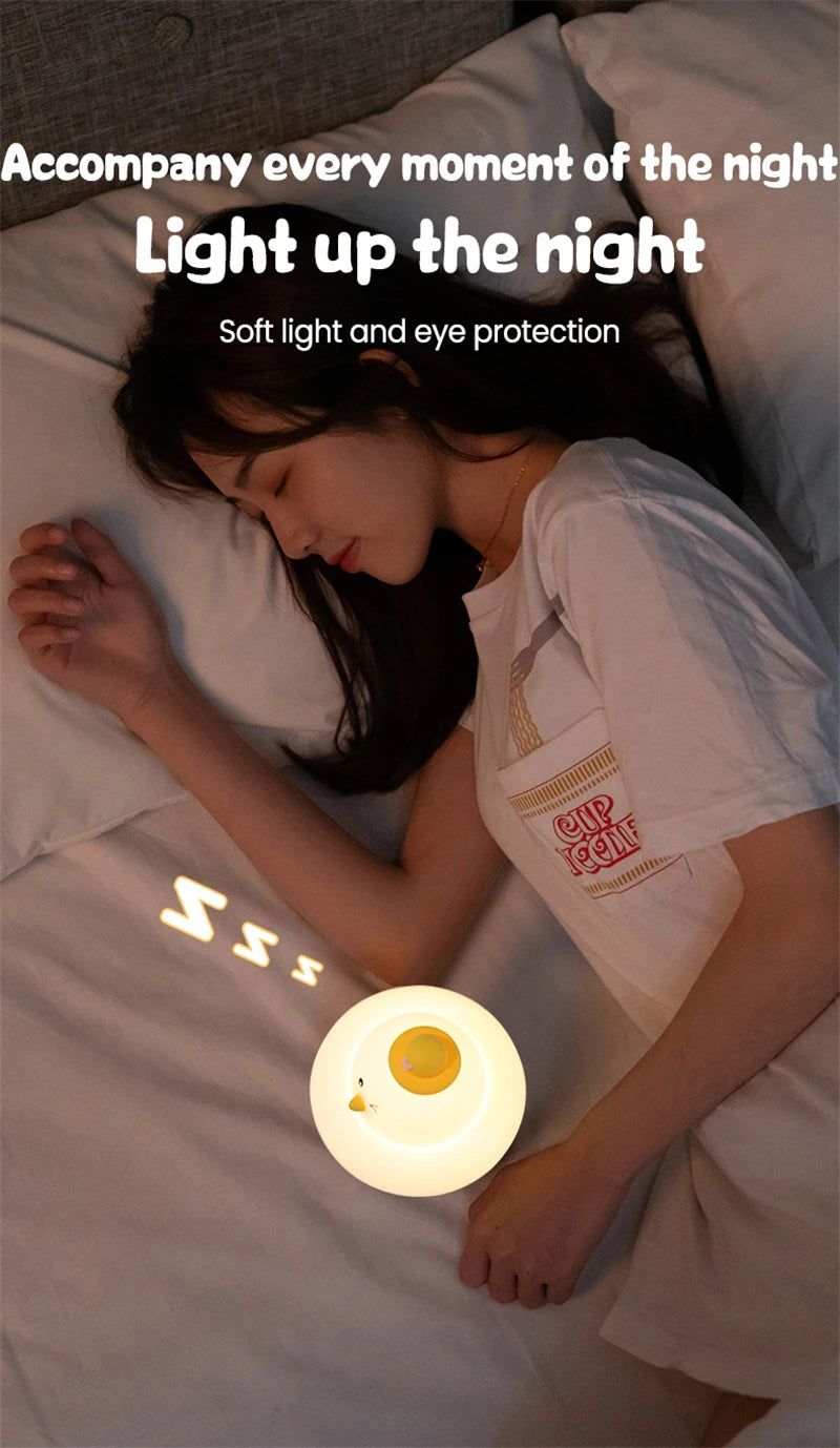 Cute LED Night Light Silicone Charging Patting Light Cartoon Chick Sleep Lamp For Baby Children Kid Bedroom Decorative