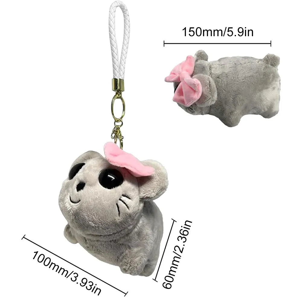 Cartoon Knitting Pendant Kawaii Girl Hamster Handmade Doll Sad Hamster Keychain Handmade Sad Hamster Knitting Doll for Kids Gift