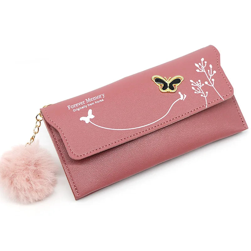 High Quality PU Leather Clutch For Women / Long Wallet With Butterfly Print Fashion Card Holder Purse