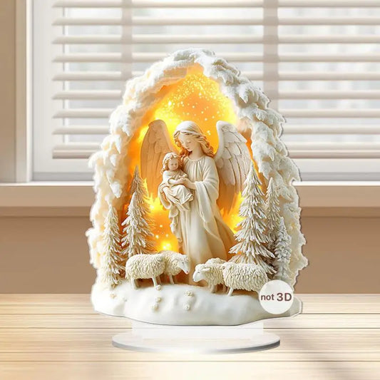 Nativity Jesus Birth Scene Table Centerpiece 2D Flat Acrylic Festival Table Sign Ornament Mary Jesus Home Decor