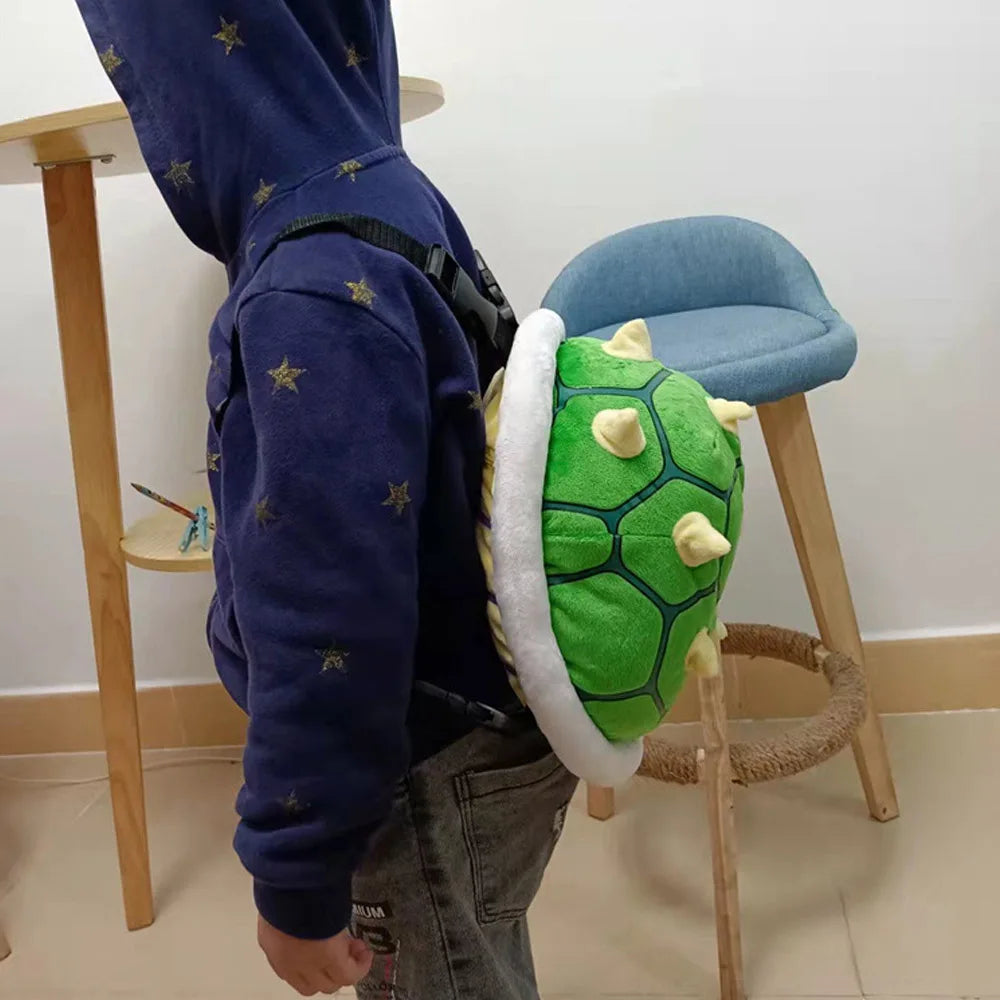 30cm Super Turtle Bowserr School Bag Tortoise Shell Green Plush Backpack Kawaii Gift Toys For Children