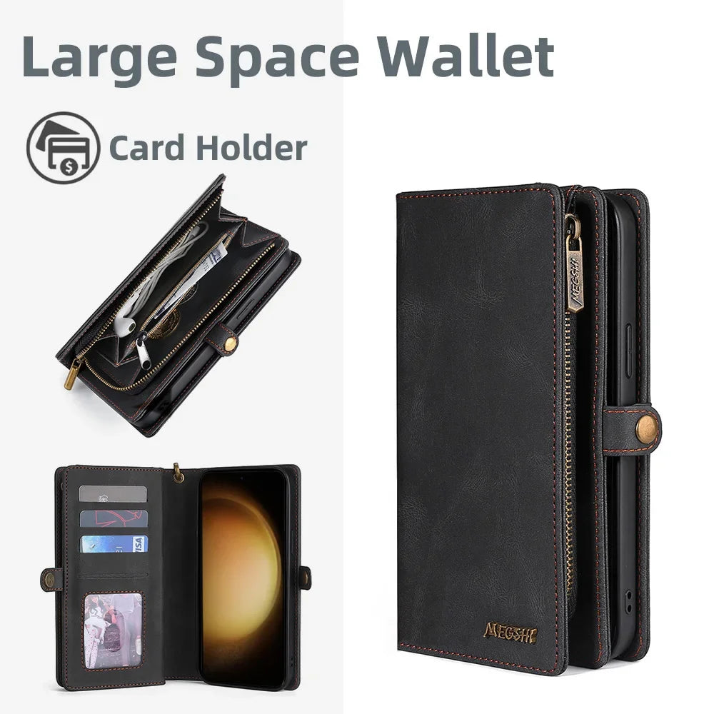 2 in 1 Magnetic Detachable Leather Wallet Case for Samsung Galaxy S20 S21 FE Note20 S22 S23 Ultra S10 Plus Flip Purse Cover