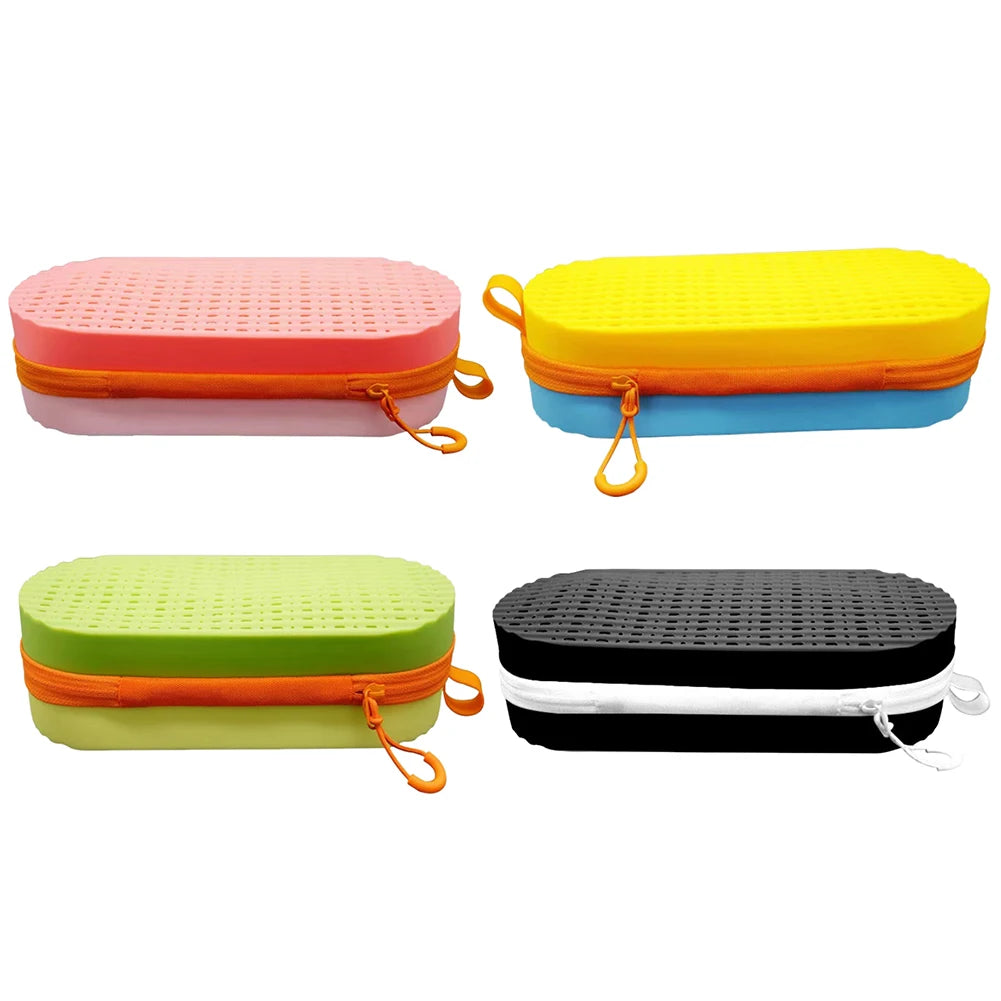 Swim Goggle Case Swimming Goggles Protection Box with Clip & Drain Holes Zipper Eyeglasses Case Breathable Swimming Accessories