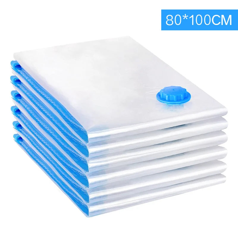 6pcs Vacuum Storage Bags With Valve Vacuum Seal Bag Wardrobe Organizer for Clothes Comforters Pillow Bedding Blanket Storage