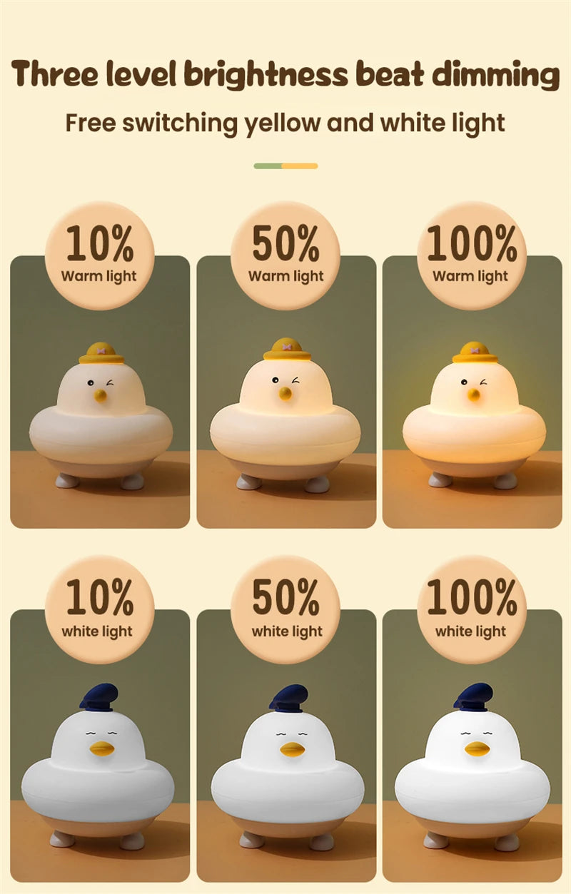 Cute LED Night Light Silicone Charging Patting Light Cartoon Chick Sleep Lamp For Baby Children Kid Bedroom Decorative