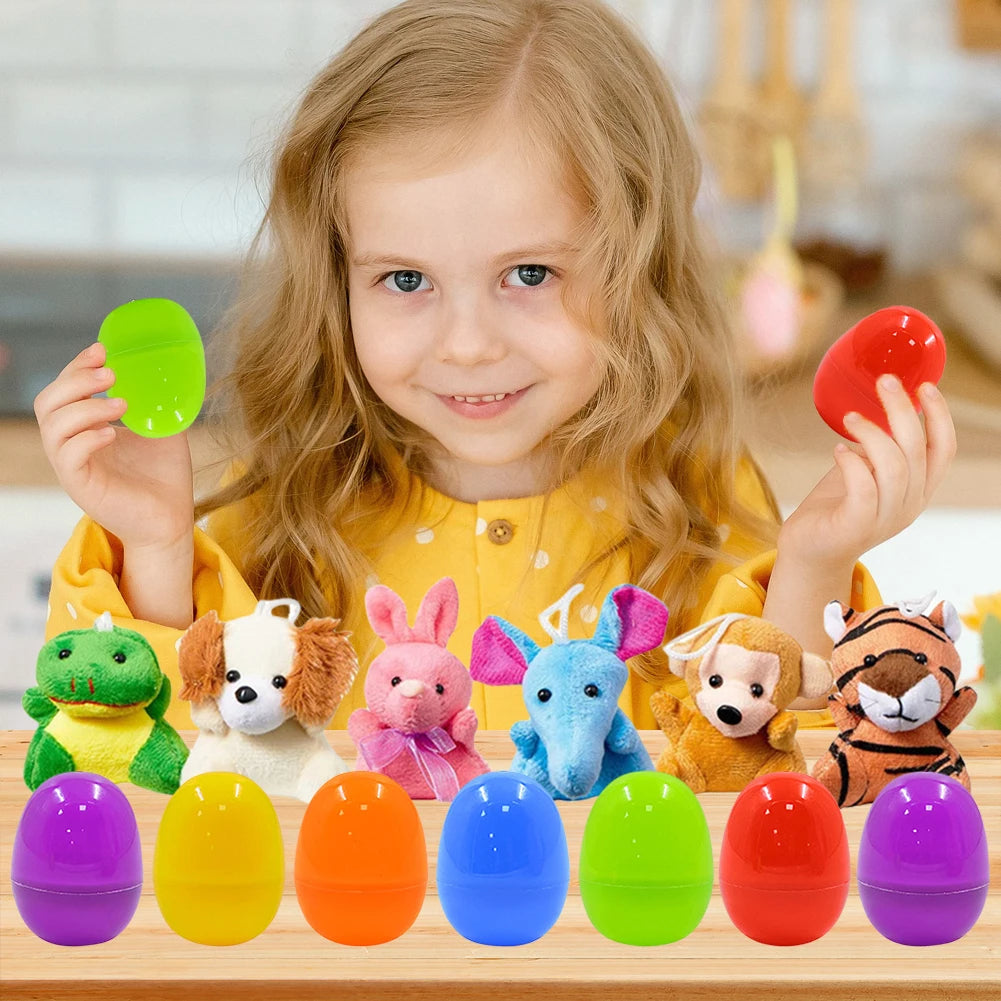 24 Pack Prefilled Easter Eggs Filled with Mini Plush Toy Easter Basket Stuffers for Kids Easter Egg Hunt Game Classroom Prize