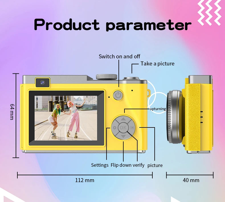 48MP HD 1080P Digital Camera for Beginners 2.4' screen with 16xzoom Front and Rear Dual Camera Camera for Kid Adult Gift