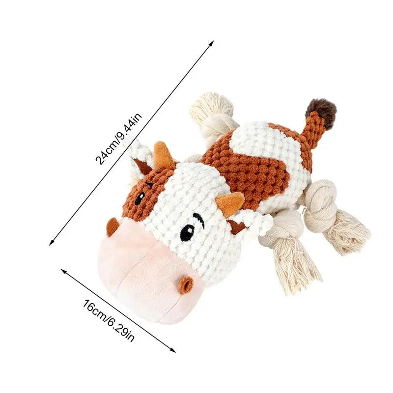 Dog Chew Toys For Puppy Soft Comfortable Dog Squeaky Toys Plush Cow Interactive Dog Toys For Small Medium Large Dogs