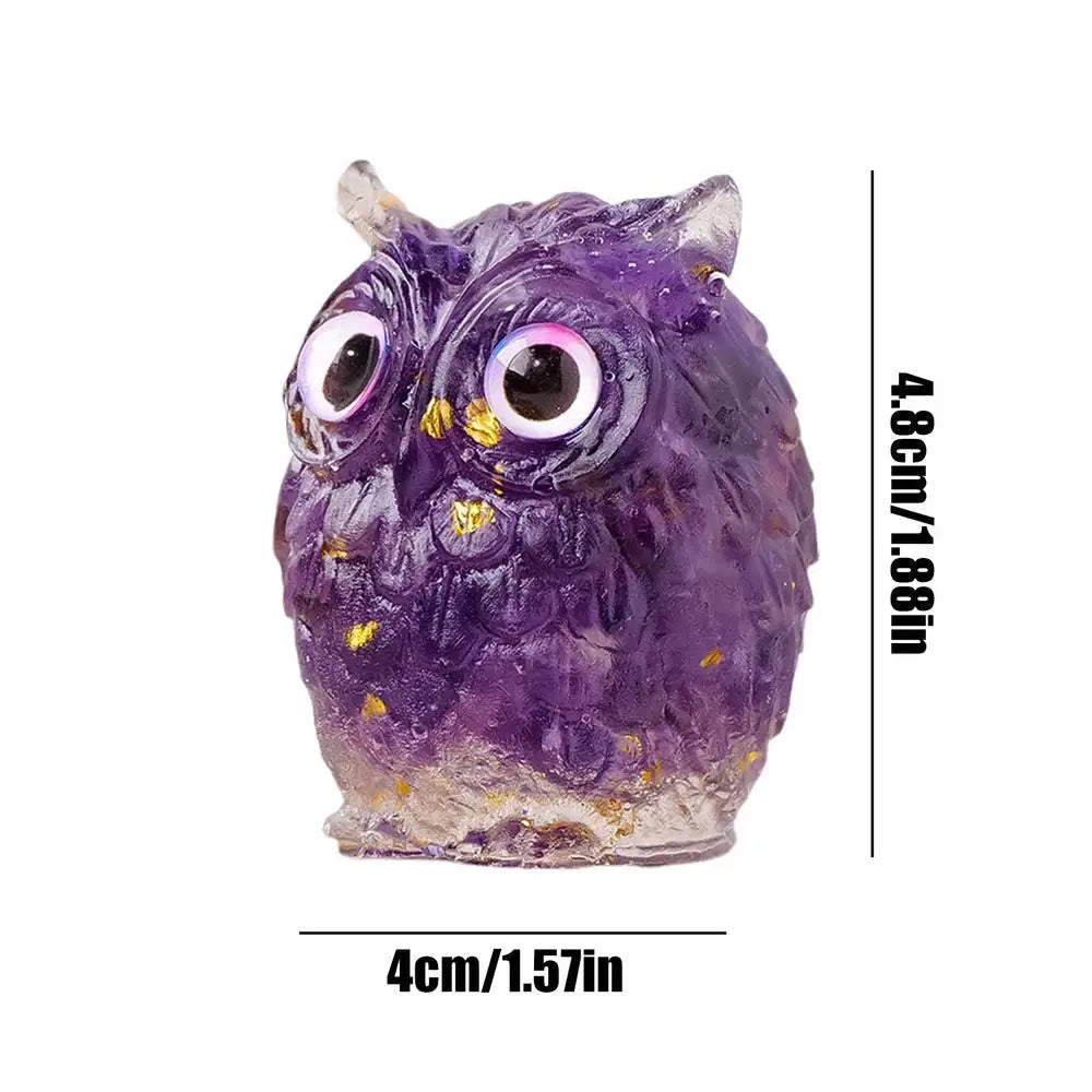 Owl Figurines Home Decor Resin Owl Decoration Sculpture Cute Decorative Owl Decor Crystals Stone Figurines Owl Figurine Home