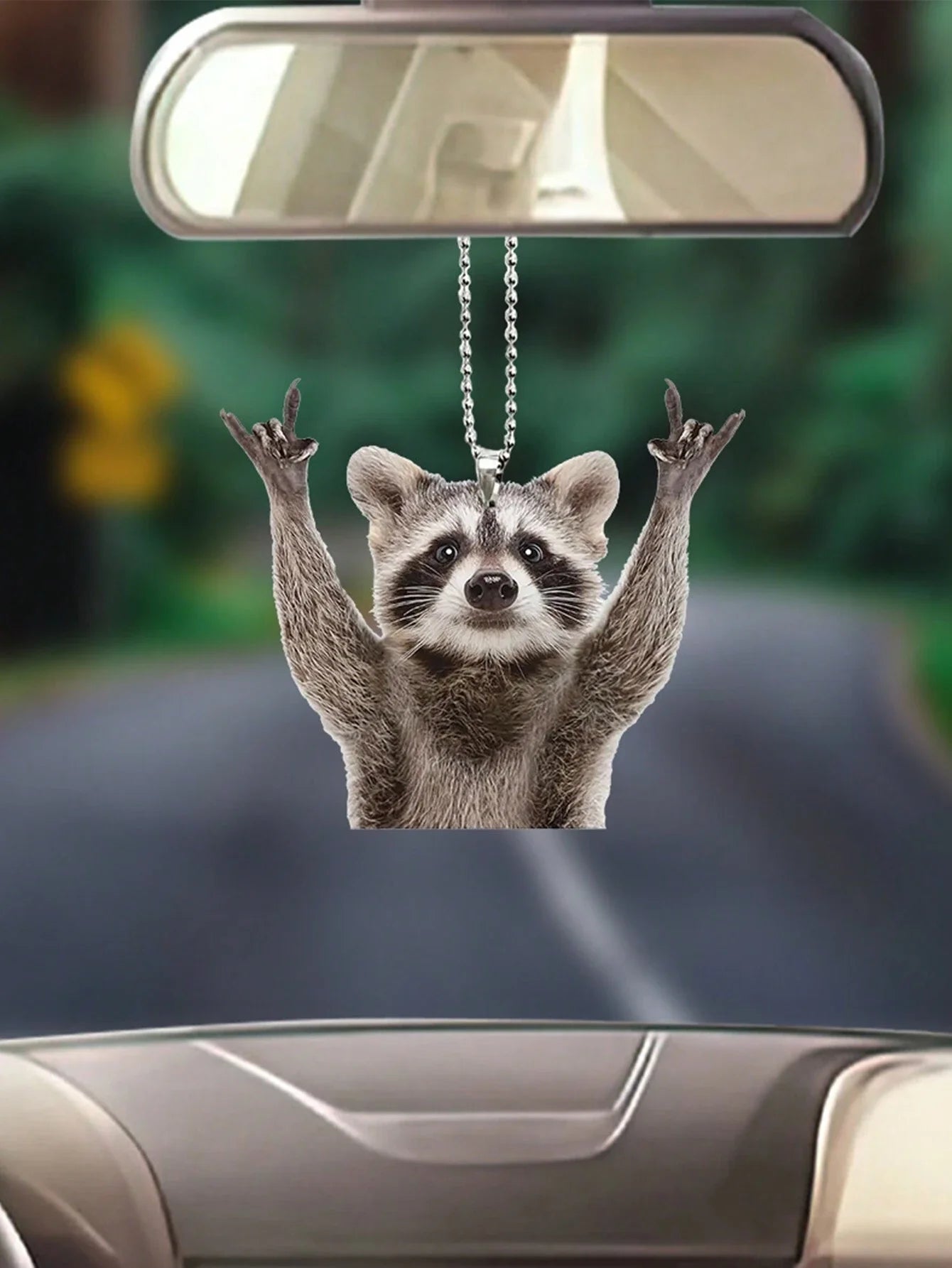 1pc Cute Acrylic Raccoon Rock Car Interior Pendant, Rearview Mirror Decoration Car Accessories Interior Pendant Fidget toys Rose