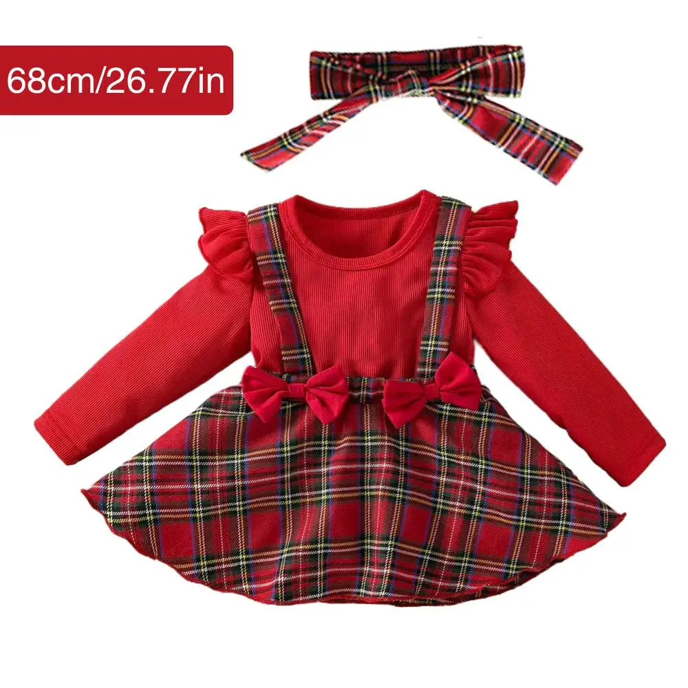 Overall Dress For Girls Christmas Plaid Kids Dress Cute Children Clothing Cotton Girls Clothes For Cold Weather