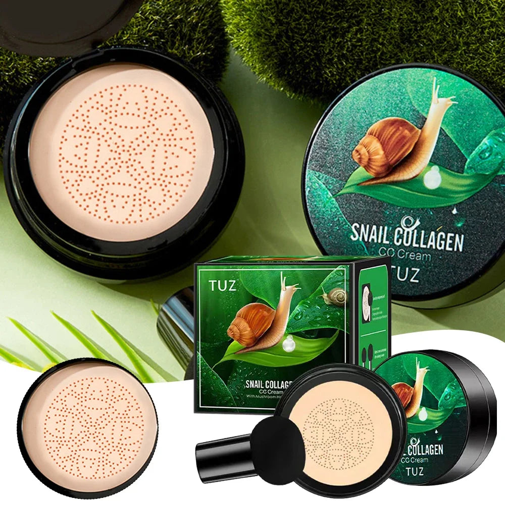 Snail Collagen BB Cream Mushroom Head Air Cushion Foundation CC CreamLiquid Concealer Brightening Oil-control Makeup Cosmetics