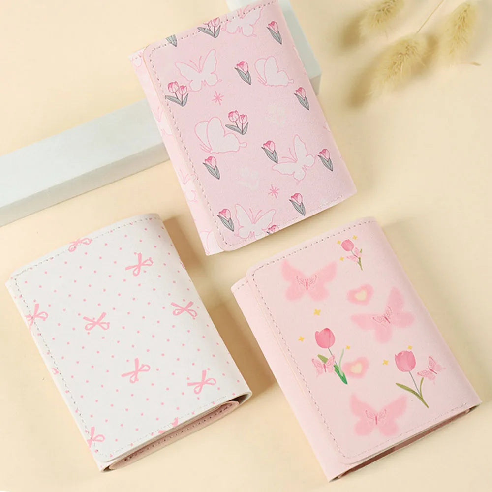 Mini Soft PU Leather Clutch For Women / Lovely Style Fold Short Wallet Coin Purse Card Holder Bag