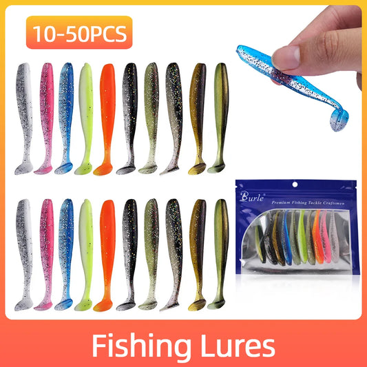 10-50pcs Soft Lures Silicone Bait 9cm Worm Silicone Fishing Lure Jig Wobblers For Carp Bass Artificial Swimbait Tackle Soft Bait