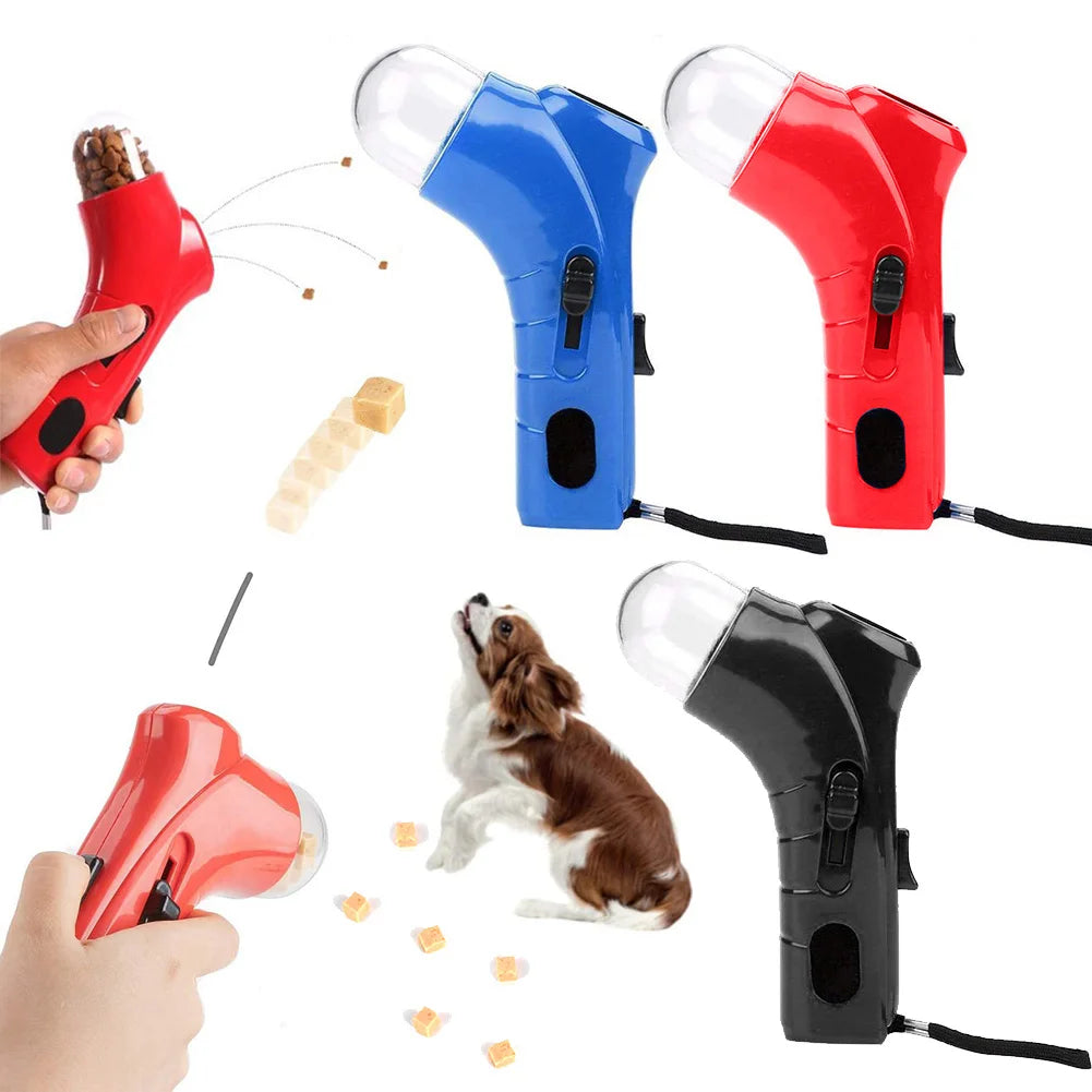 Dog Food Training Equipment Portable Interactive Treat Dispenser Launcher Gun Pet Snack Feeder for Dog Cat Exercise Training ﻿