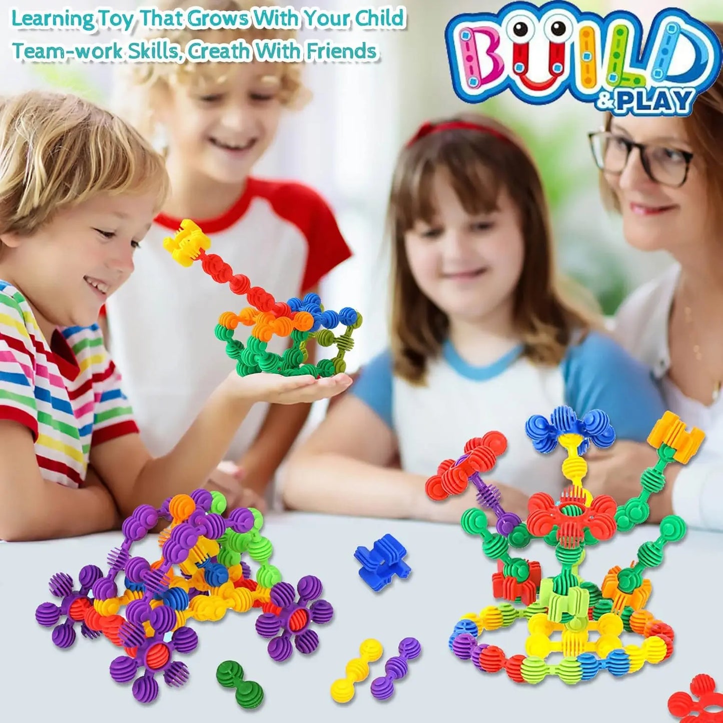 Creative Building Blocks Set - 100 Pieces Puzzle Stem Connecting Educational Toys for Kids for Girls Boys