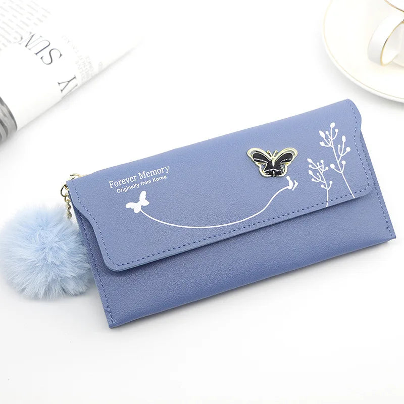 High Quality PU Leather Clutch For Women / Long Wallet With Butterfly Print Fashion Card Holder Purse