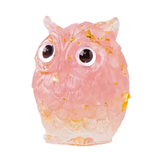 Owl Figurines Home Decor Resin Owl Decoration Sculpture Cute Decorative Owl Decor Crystals Stone Figurines Owl Figurine Home