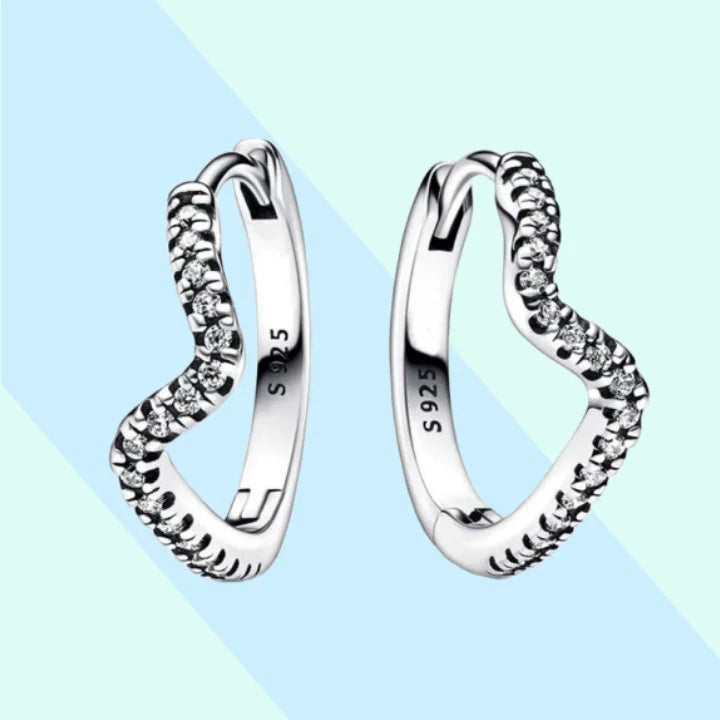 Heart Shape&Timeless Pavé Single-row Hoop Earrings Fashion Fine Jewelry Birthday Gifts 925 Sterling Silver For Women