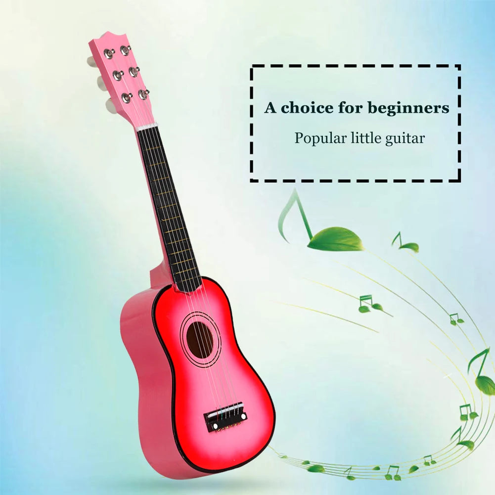 21 Inch Acoustic Guitar Ukulele for Beginners 6 Strings Basswood Guitar with Picks for Children Kids Beginners