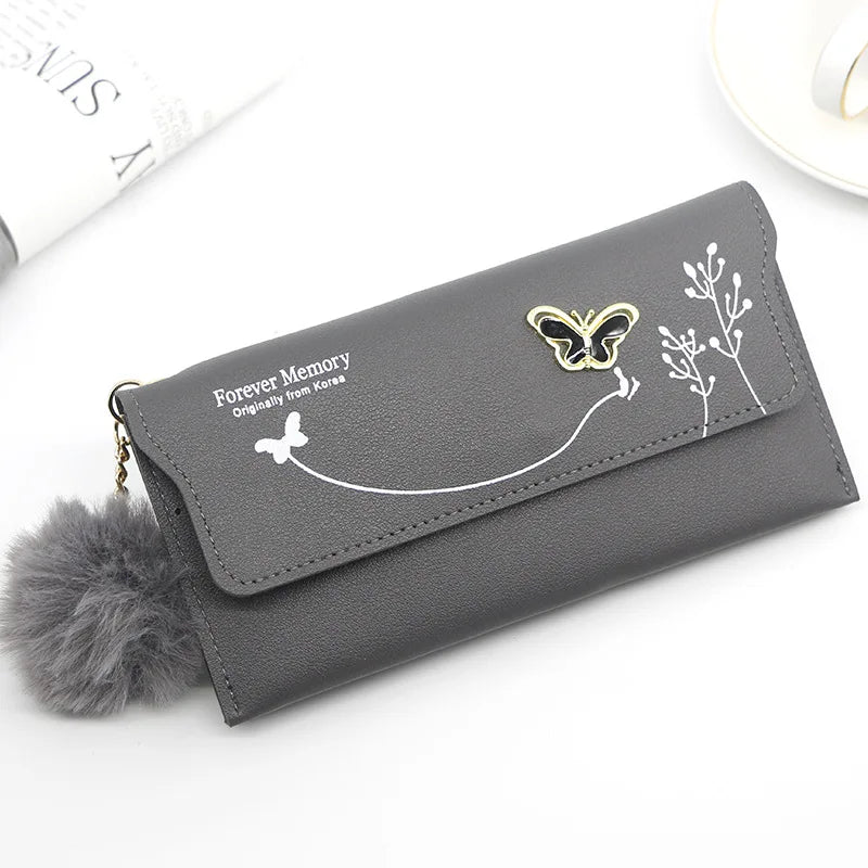 High Quality PU Leather Clutch For Women / Long Wallet With Butterfly Print Fashion Card Holder Purse