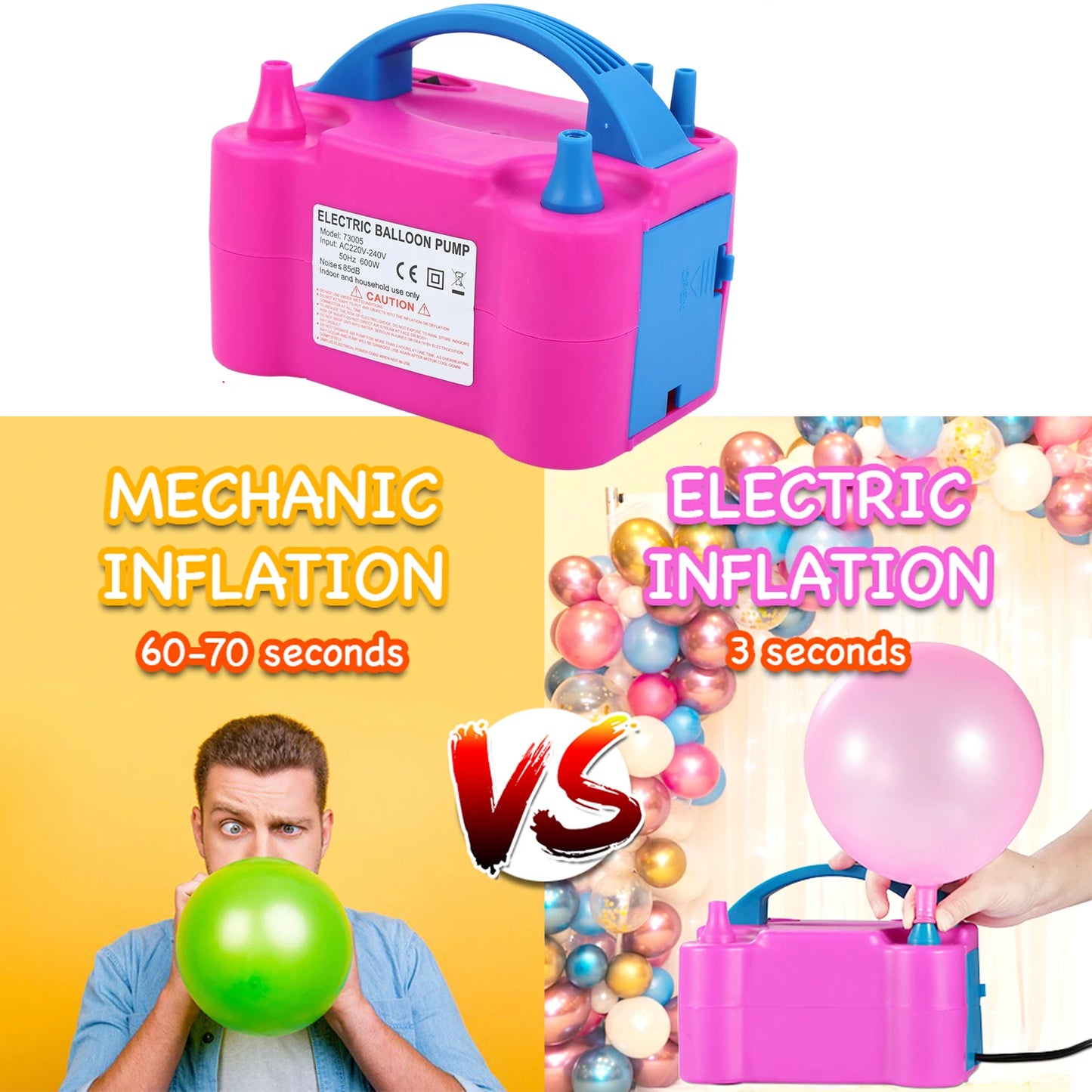 220V Balloon Air Pump Electric High Power Two Nozzle Air Blower Balloon Portable Inflatable Pump For Home Wedding Party