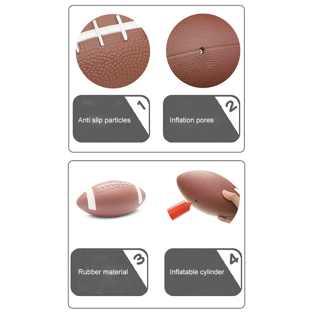 Teenagers Rugby Ball American Football Anti Slip Child Toys Footballs with Inflator Children Game Ball for Kids Students