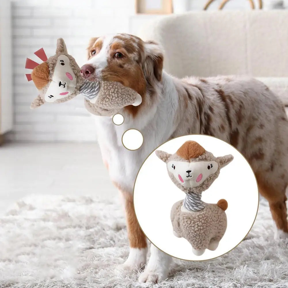 Dog Toys Stuffed Alpaca Chew Squeaking Pet Toy Cute Plush Puzzle Interactive Toy For Dog Cat Chew Squeaky Pet Molar Toy