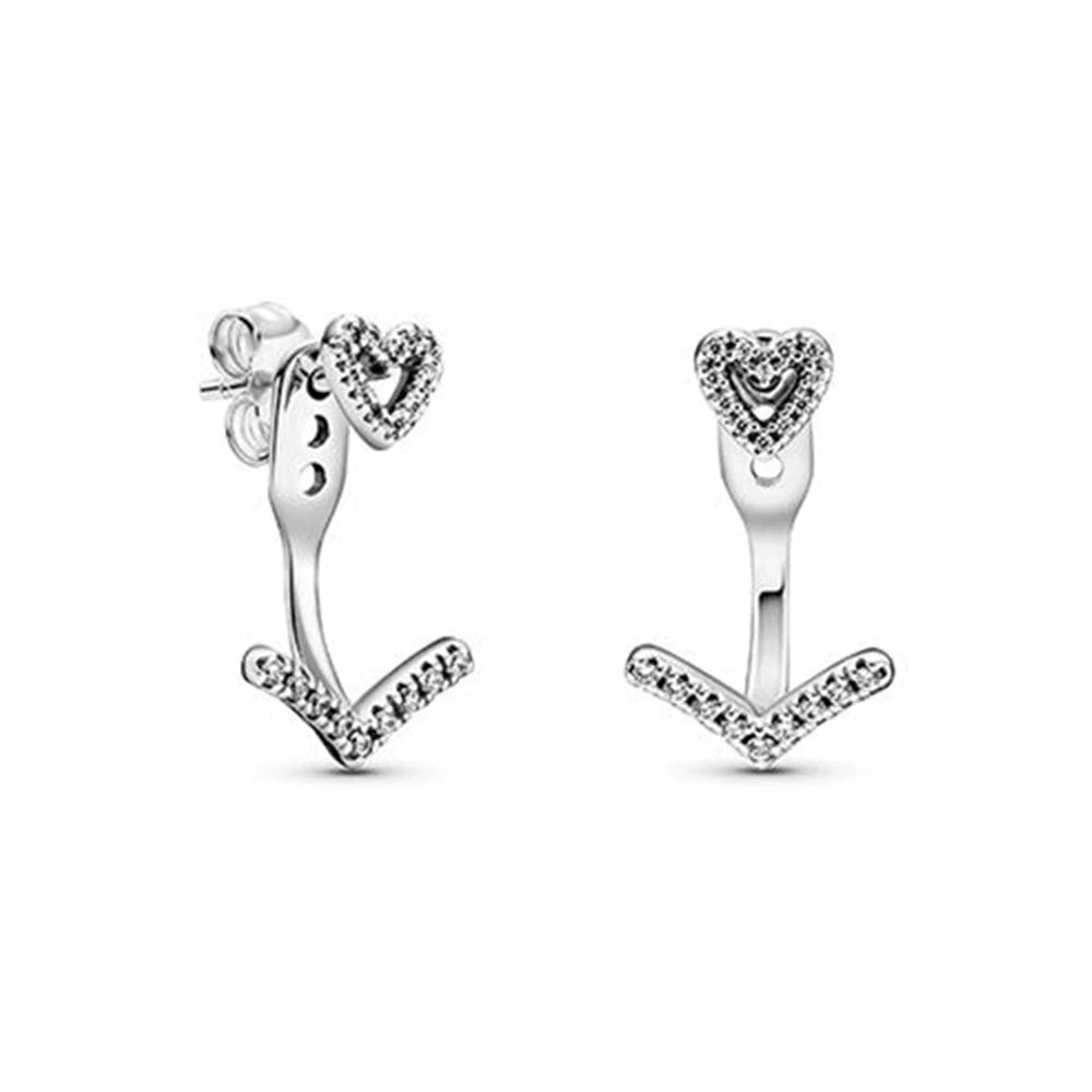 925 Sterling Silver Celestial Sparkling Star&Snowflake Stud Earrings Fit Original Charm Jewelry Party Gifts For Women