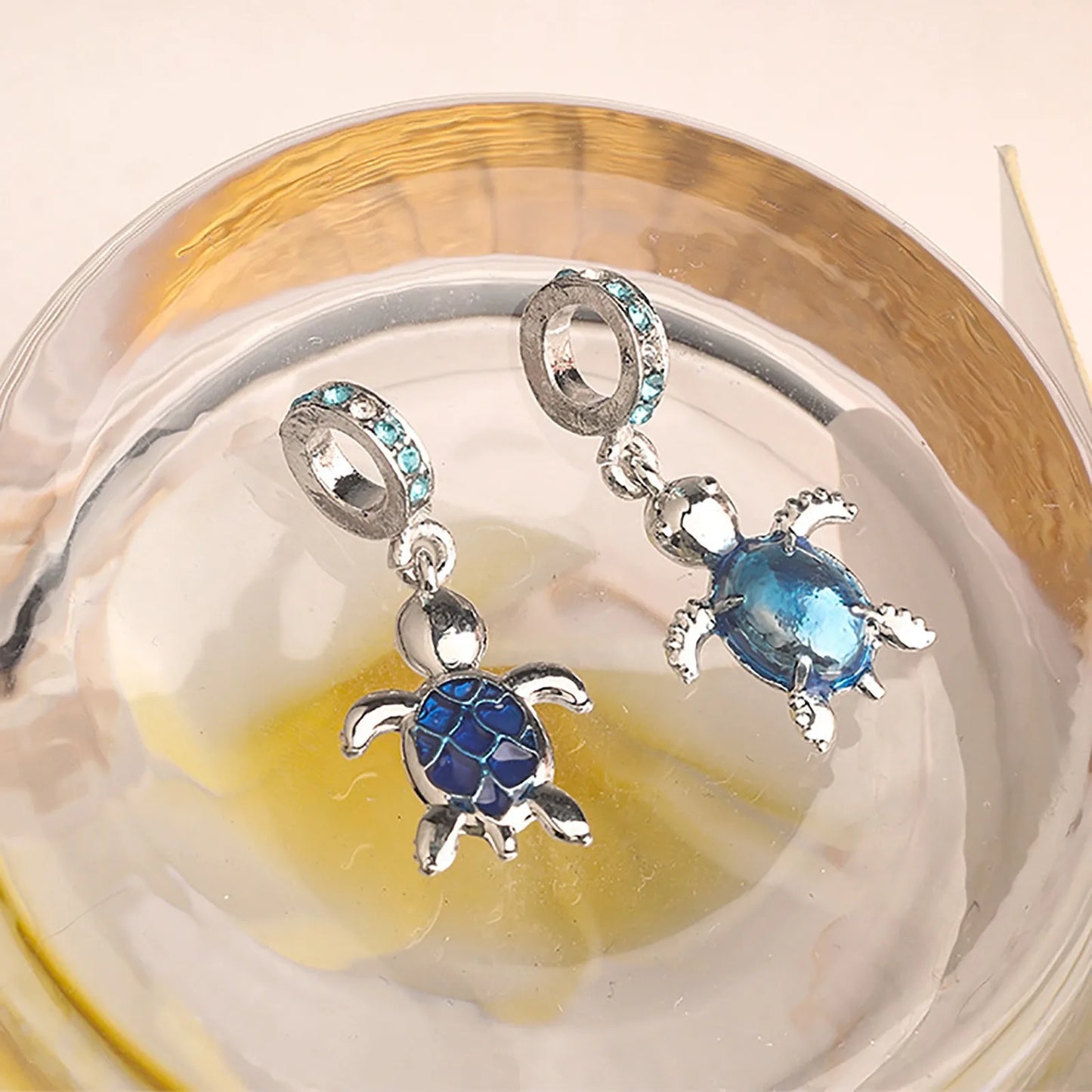 Mini Blue Turtle Alloy Stainless Steel DIY Fits For Bracelets Charm Jewelry Fashion And Cute Decoration For Necklace Or Bracelet