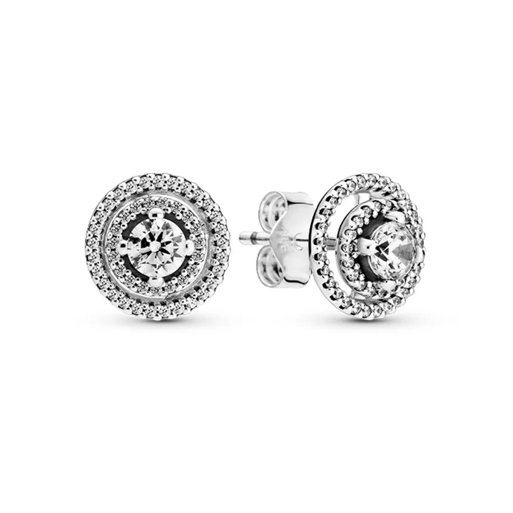 Hot 925 Sterling Silver Sparkling Double Hoop Earrings Fashion Jewelry Fit for Women Birthday Gifts