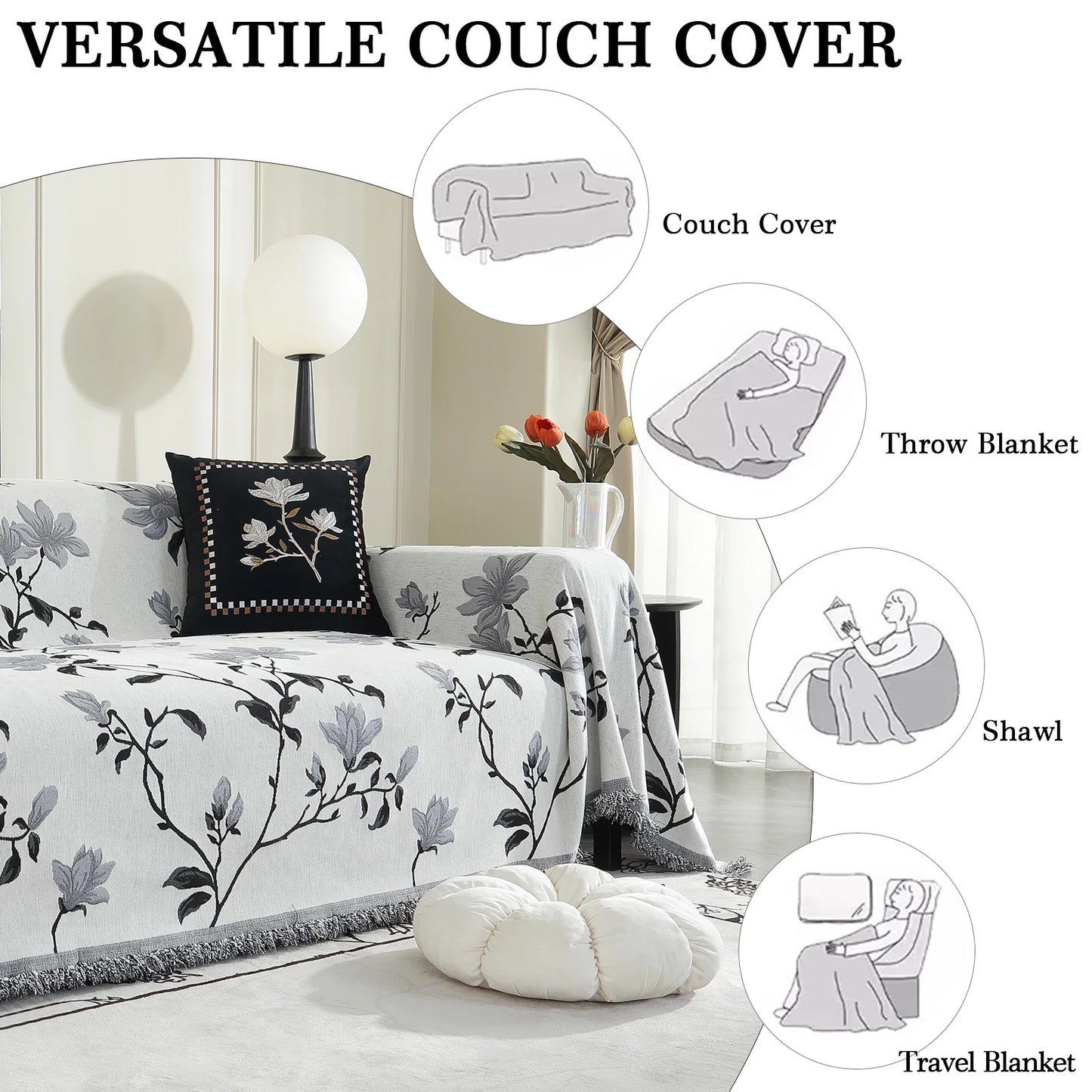 Four Seasons Blanket Air Conditioning Blanket Sheet Cover 460gsm Thick Chenille Couch Cover Dual Purpose Sofa Blanket