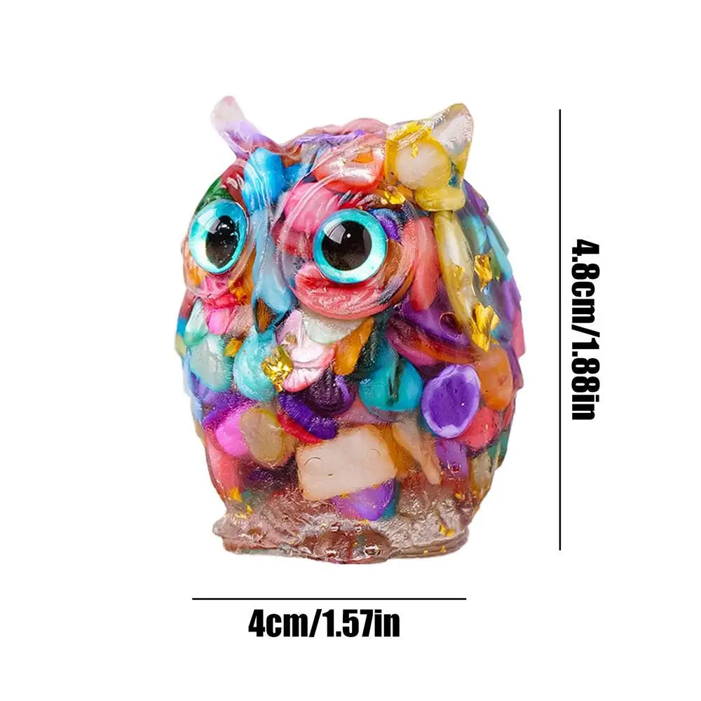 Owl Figurines Home Decor Resin Owl Decoration Sculpture Cute Decorative Owl Decor Crystals Stone Figurines Owl Figurine Home