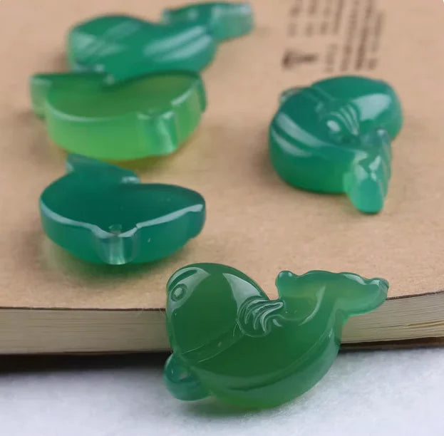 Natural green agate chalcedony Dolphin Jade pendant Necklace Pendant Small animal children's pendant B74