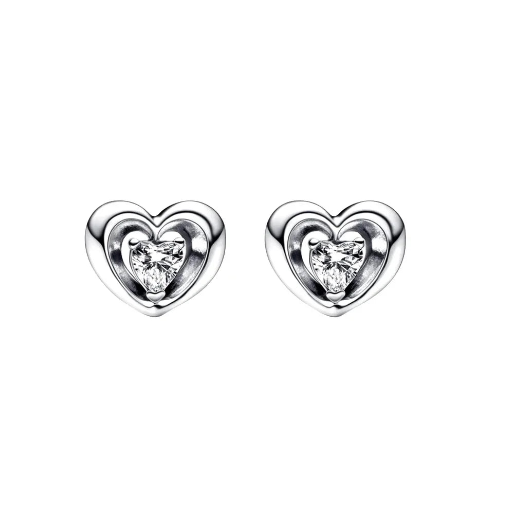 Heart Shape&Timeless Pavé Single-row Hoop Earrings Fashion Fine Jewelry Birthday Gifts 925 Sterling Silver For Women